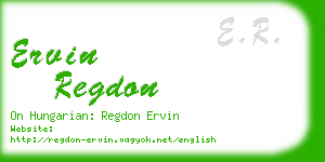 ervin regdon business card